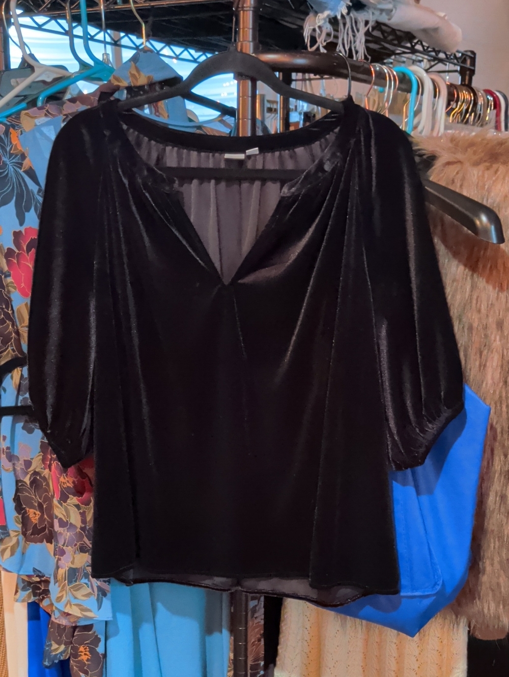 GAP Black Velvet V-Neck Blouse